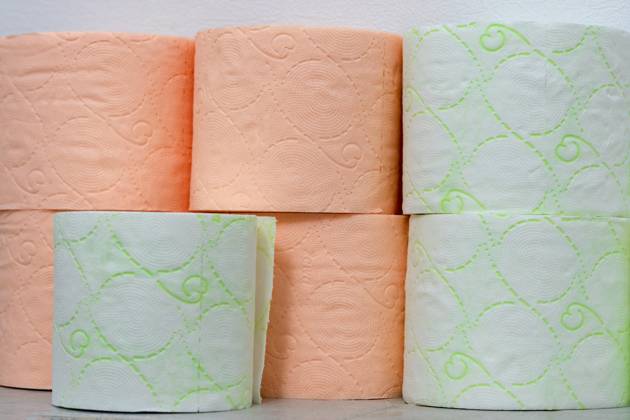 Rows of toilet paper. soft hygienic paper. Hygiene Concept. Different ...