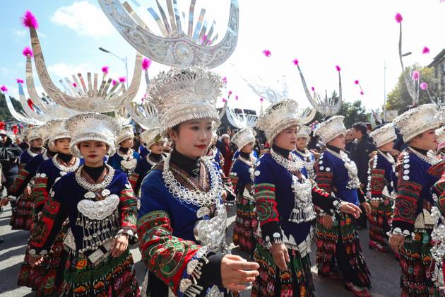 LEISHAN, CHINA - NOVEMBER 16: People of the Miao ethnic group in ...