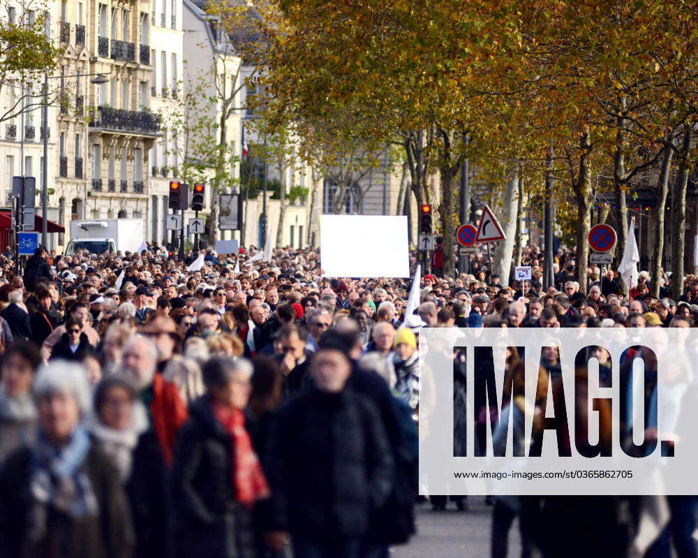 Silent March for Peace - Paris Peace and White flags at the Silent ...