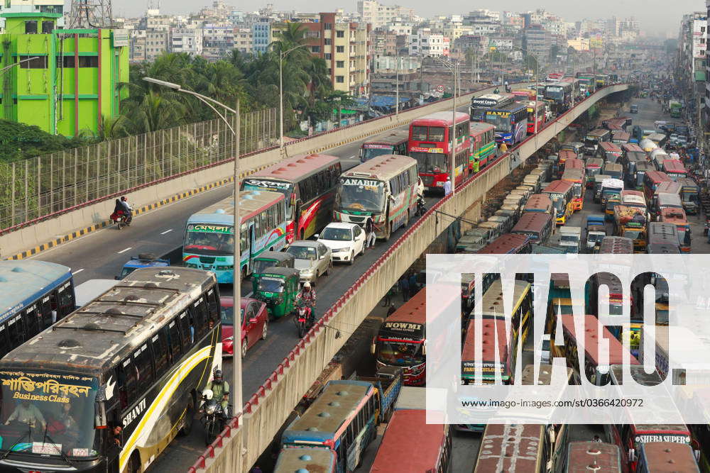 November 21, 2023, Dhaka, Bangladesh: Numerous vehicles jam on a street ...