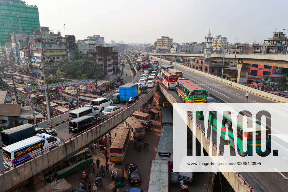 November 21, 2023, Dhaka, Bangladesh: Numerous vehicles jam on a street ...