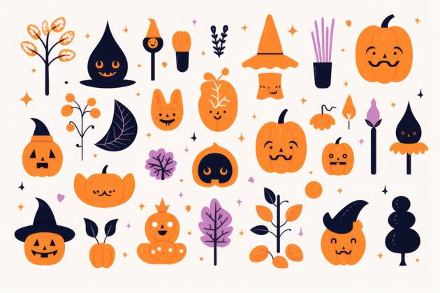 a Collection from separate Halloween Motifs isolated