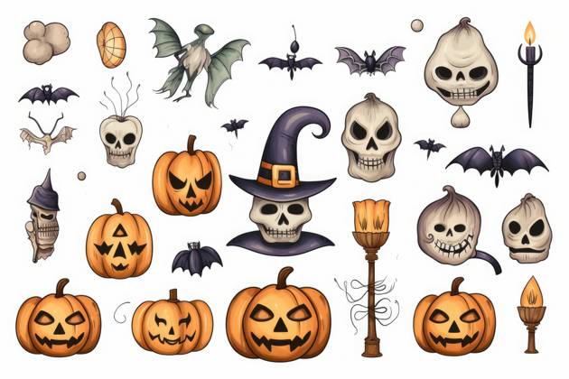 a Collection from separate Halloween Motifs isolated