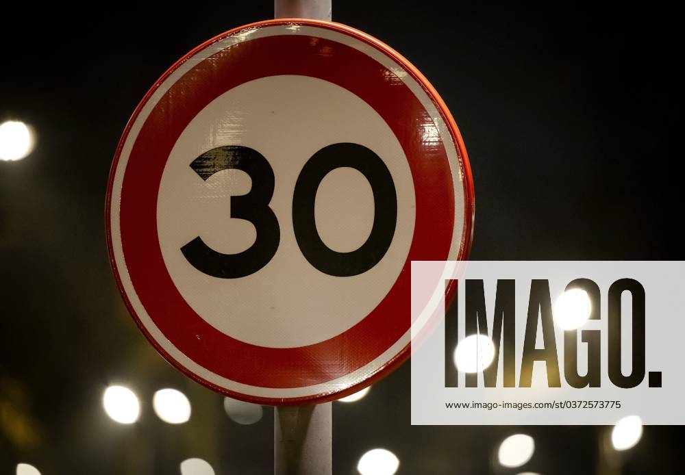 Amsterdam A Speed Limit Sign With A Maximum Speed Of 30 Kilometers