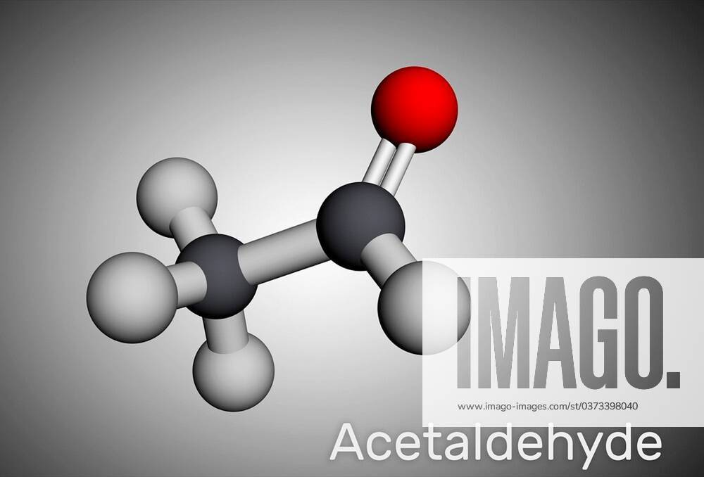 Acetaldehyde ethanal CH3CHO molecule. It is ketone is used in