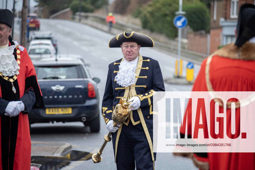 January 7, 2024, Margate, United Kingdom A mayor holds his mace before