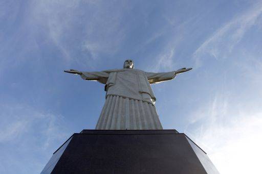 A low angle shot of Christ the Redeemer statue in Rio de Janeiro ...