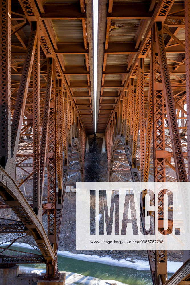 Geometric view of trestles under overpass Albany, New York, United States