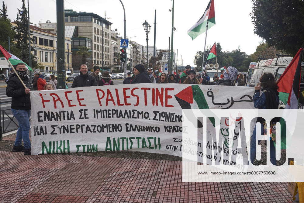 January 13 2024 Athens Greece Protesters Wave Palestinian Flags And   M 