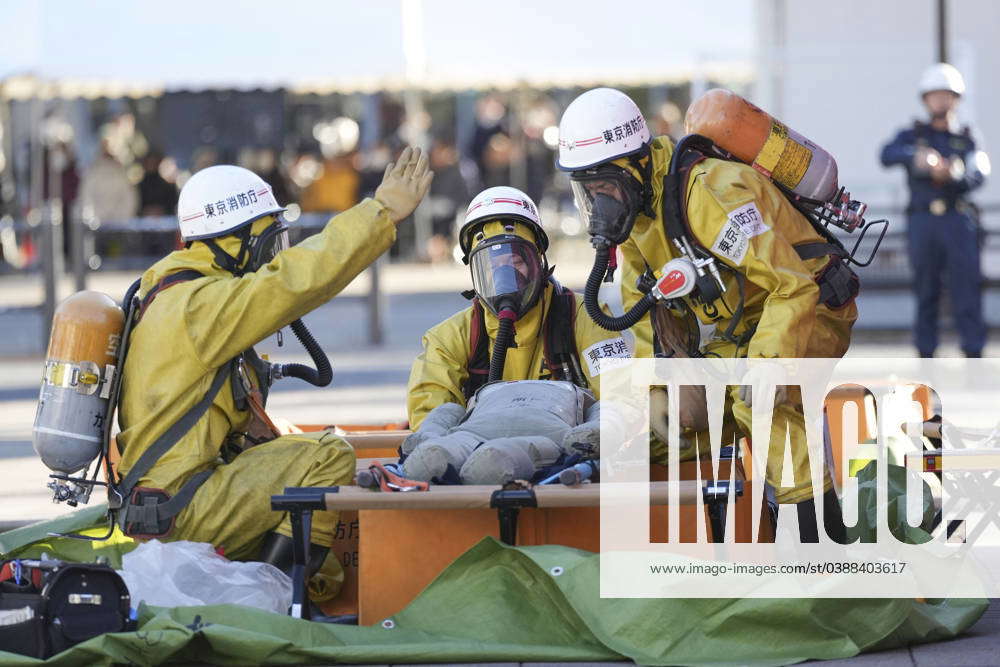 January 15, 2024, Tokyo, Japan: Firefighters Wearing Protection Gears ...