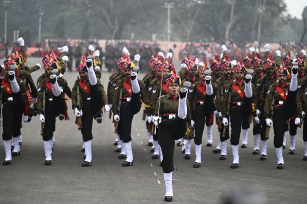 LUCKNOW, INDIA - JANUARY 15: Army Day Parade at 11 Gorkha Rifles ...