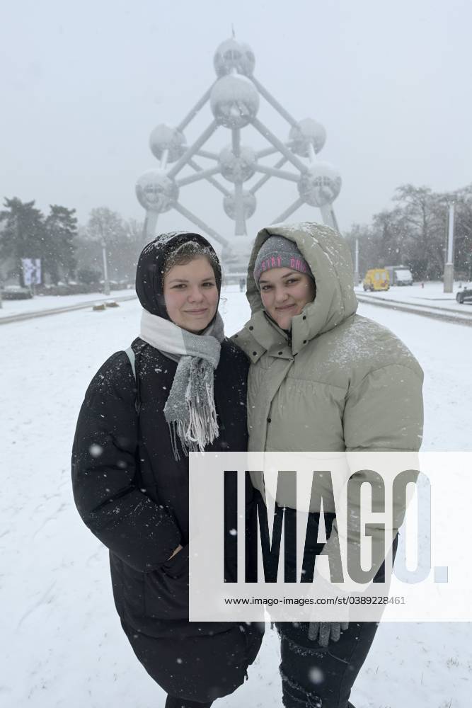 Snow over Belgium 17 01 2024 BRUSSELS , BELGIUM - JANUARY 17 : Snow ...