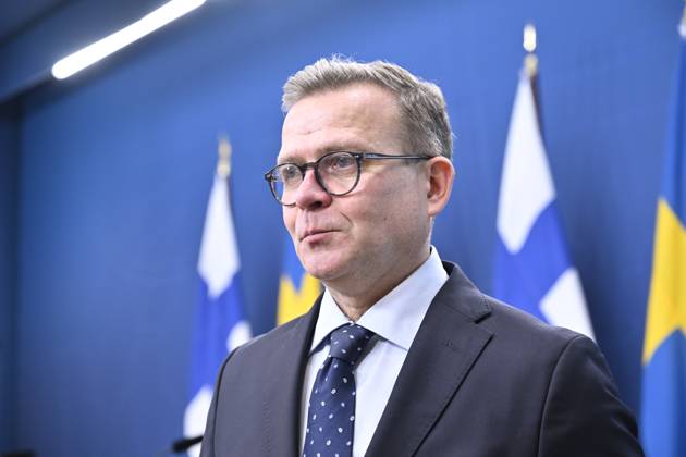 STOCKHOLM, SWEDEN 20240119 Finnish Prime Minister Petteri Orpo holds a ...