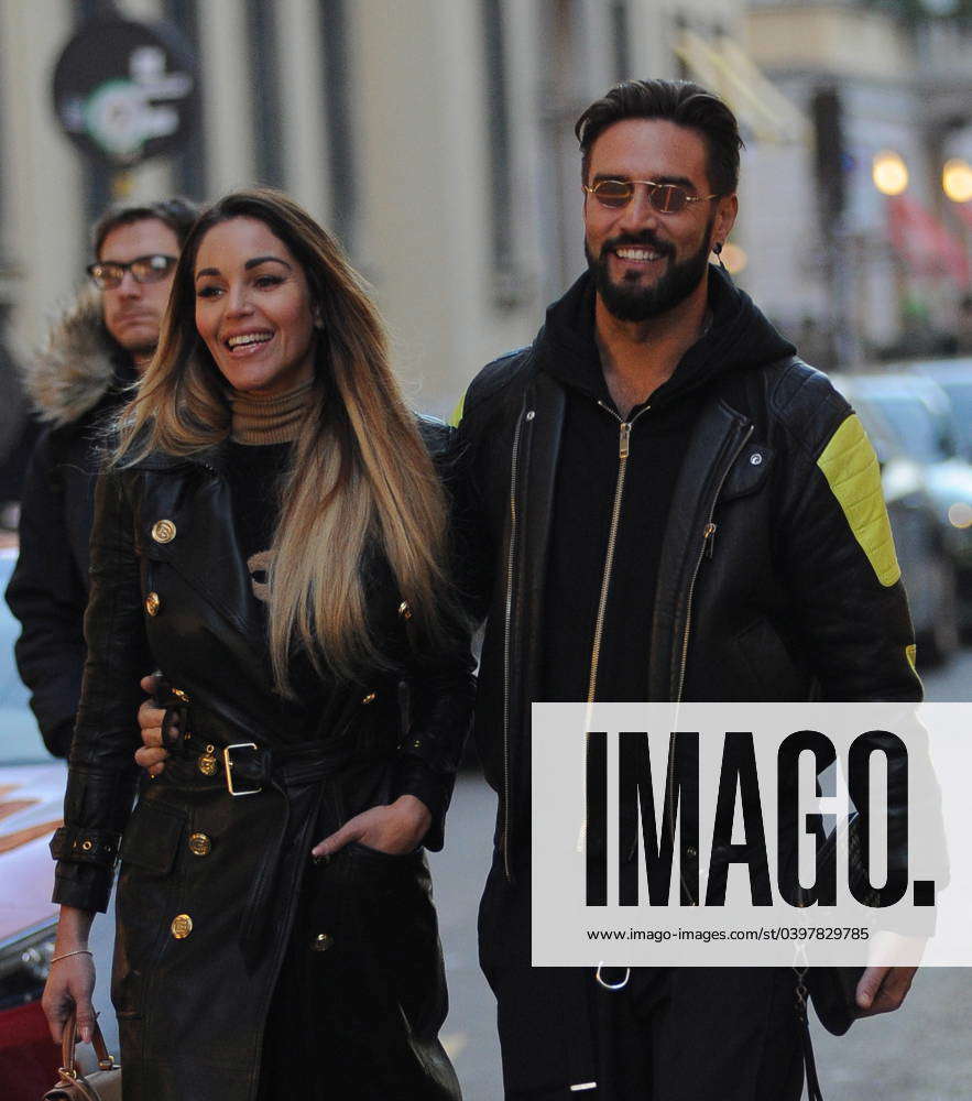 Milan, 01-30-2024 Alex Belli and his girlfriend Delia Duran stroll through  the streets of