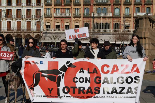 Protest against hunting with dogs in Spain - 04 Feb 2024 A dogo ...