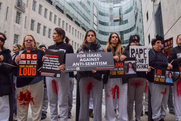 Rape Is Not Resistance protest outside BBC HQ in support of Israeli ...