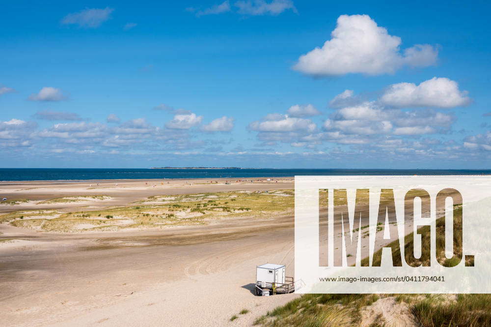 Amrum beach view from the beach of Norddorf with beach chairs on the ...