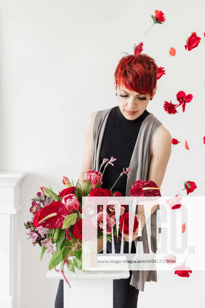 Florist in Action Arranging Florals Edmonton, Alberta, Canada CR