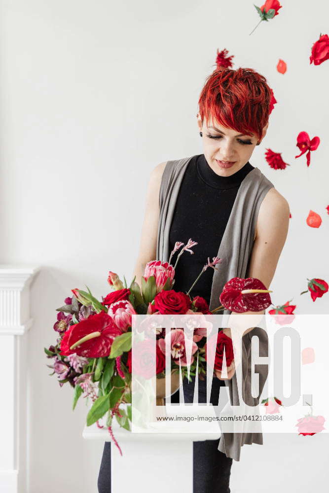 Florist in Action Arranging Florals Edmonton, Alberta, Canada CR