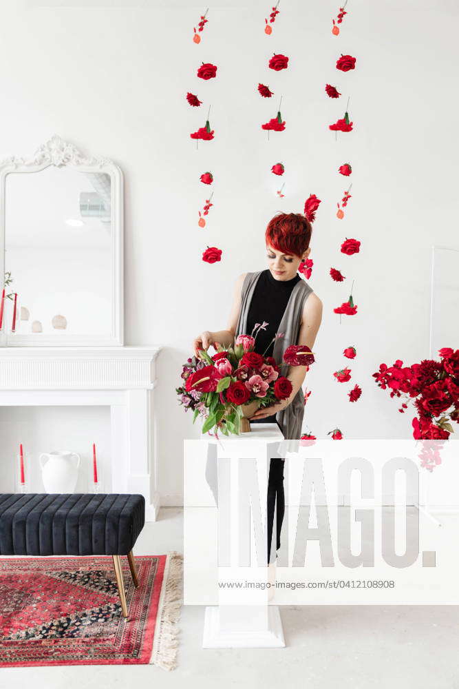 Florist in Action Arranging Florals Edmonton, Alberta, Canada CR