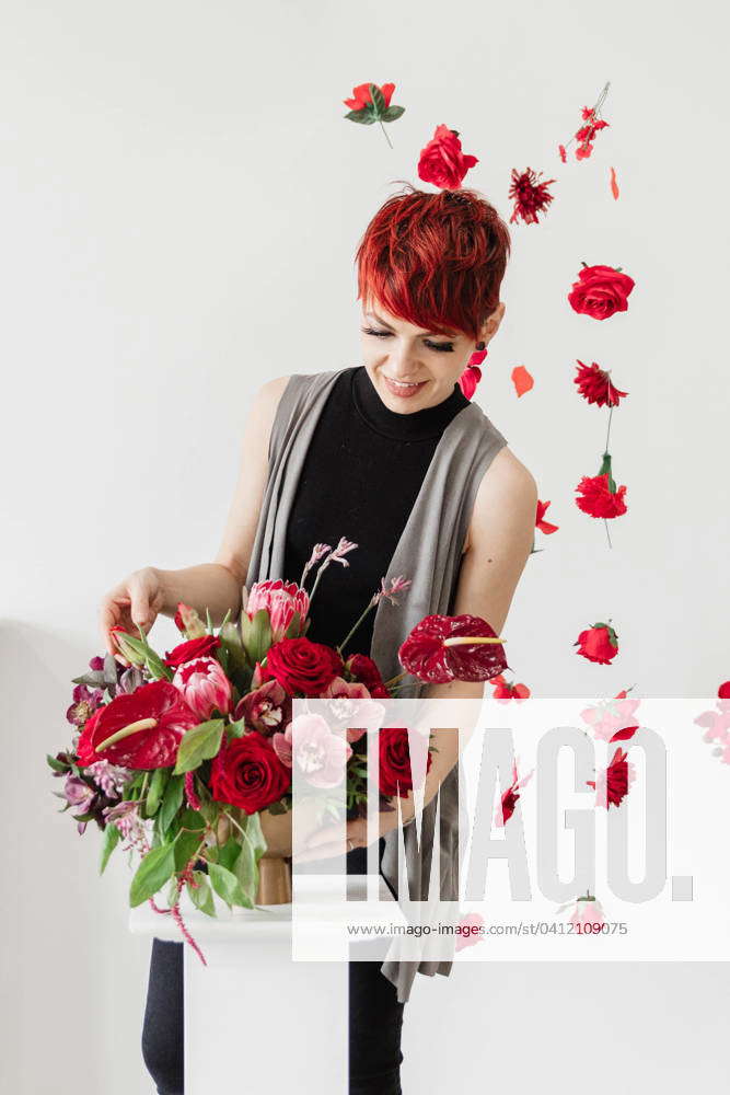 Florist in Action Arranging Florals Edmonton, Alberta, Canada CR