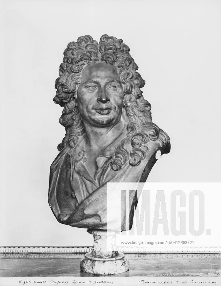 Bust of Gerard Audran (marble) (b w photo) XIR346015 Bust of Gerard ...