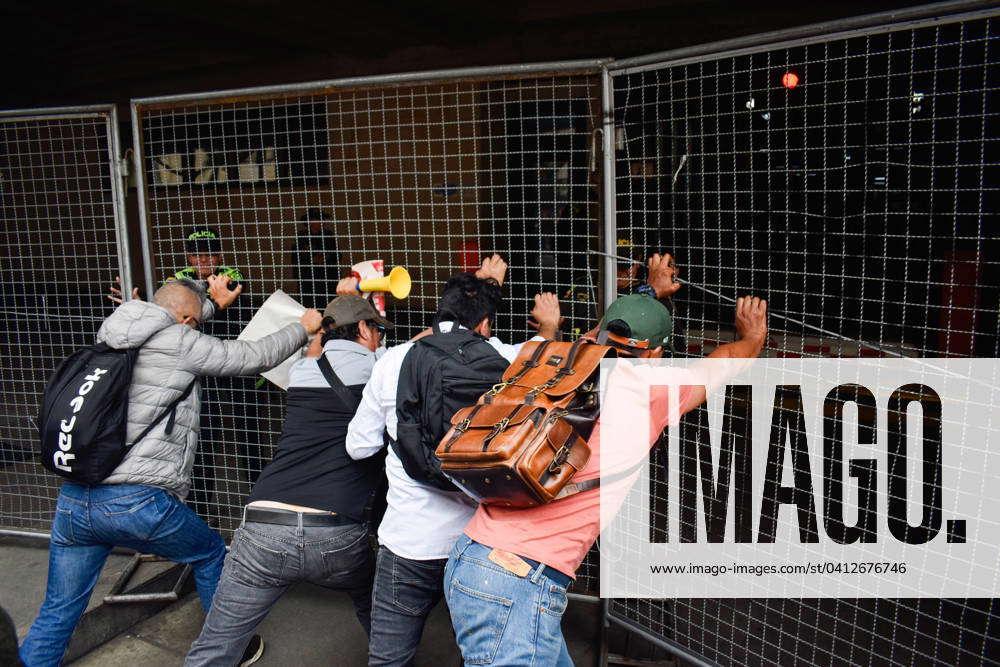 February 8 2024 Bogota Cundinamarca Colombia Demonstrators Try To   M 