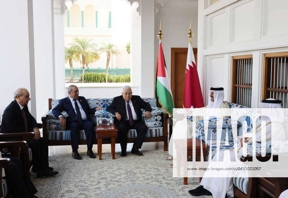 Emir Of Qatar Tamim Bin Hamad Al Than Receives Palestinian President