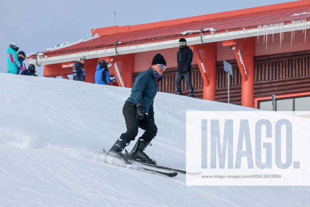 NORTH KOREA - FEBRUARY 11, 2024: A man skiing at the Masikryong ski ...