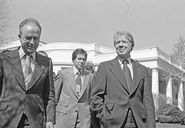 U.S. President Jimmy Carter and Israeli Prime Minister Yitzhak Rabin at ...