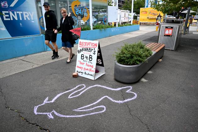 BARNABY JOYCE MISADVENTURE, An outline is seen next to a planter box ...