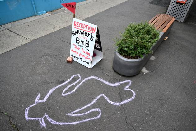 BARNABY JOYCE MISADVENTURE, An outline is seen next to a planter box ...