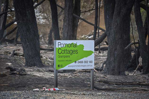 BUSHFIRES VIC, Signage is seen in the fire affected town of Pomonal ...