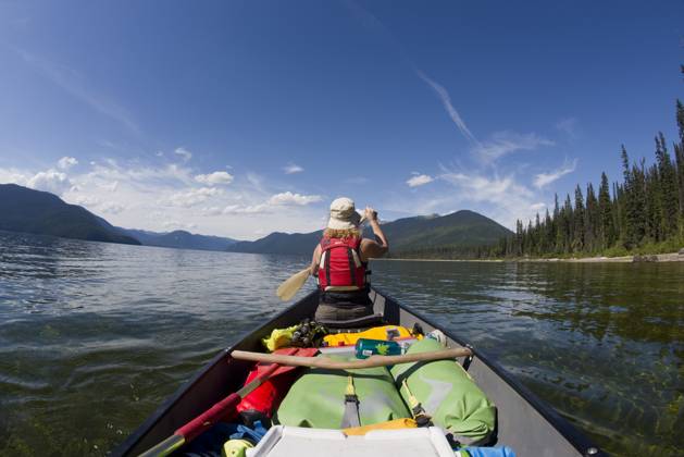 Canoe tripping on Murtle Lake, in Wells Gray Provincial Park. Blue ...