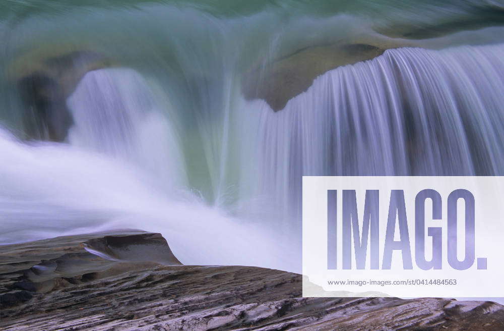 Rearguard Falls detail, near the headwaters of the Fraser River ...