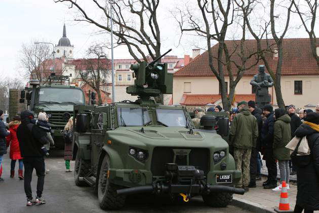 2024-02-16 Vilnius Lithuania. Infantry fighting vehicle Boxer Vilkas ...