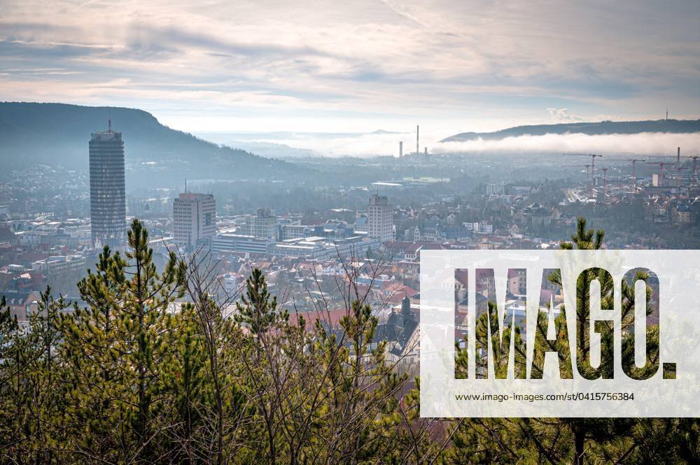 View at the City Jena with the JenTower Uniturm and the Kernbergen at ...