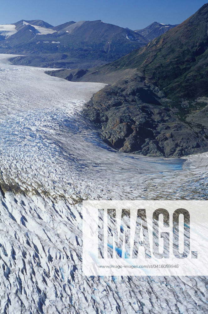 Aerial View Of Llewellyn Glacier, Atlin Provincial Park, British ...