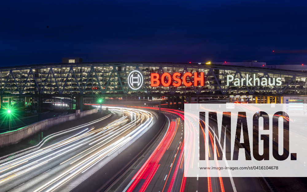 A8 freeway at Stuttgart Airport with Bosch multi-storey parking lot The ...