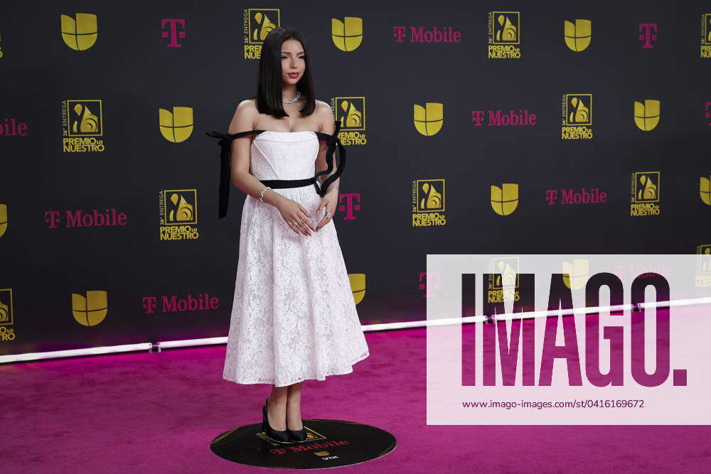 Mexican-born American singer Angela Aguila poses on the carpet upon her ...