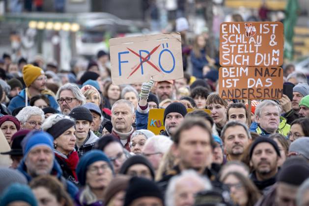 Linz, Austria February 25, 2024 Demonstration and rally Defending ...