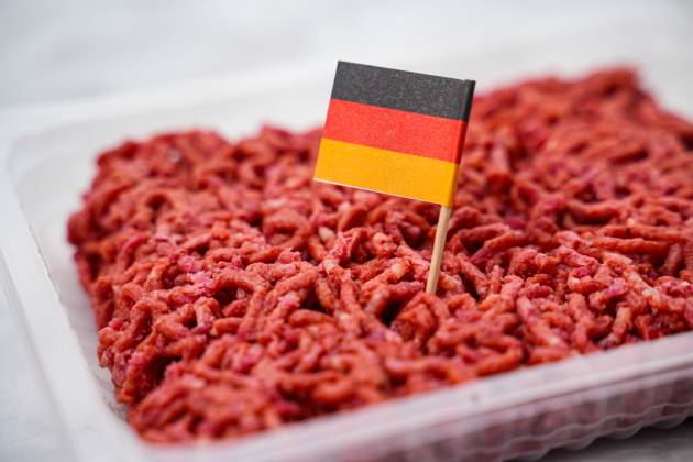 Augsburg, Bavaria, Germany - February 29, 2024: Minced meat with a ...