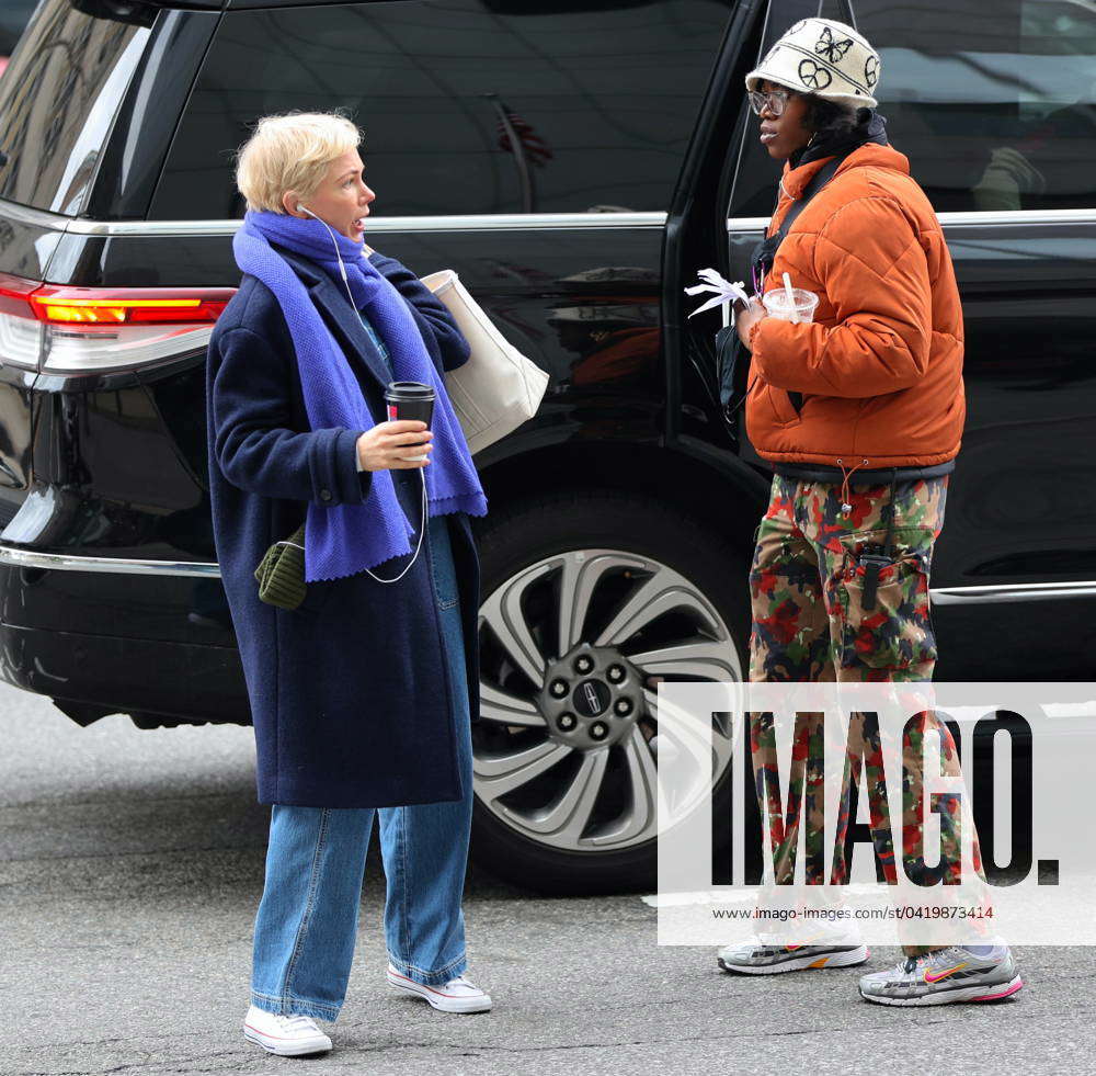 Michelle Williams and Jenny Slate seen arriving to the Dying for Sex set in  Brooklyn Featuring