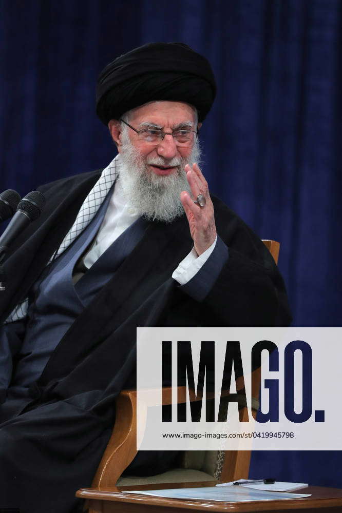 March 7, 2024, Tehran, Iran Iranian Supreme Leader Ayatollah ALI KHAMENEI greets during a meeting