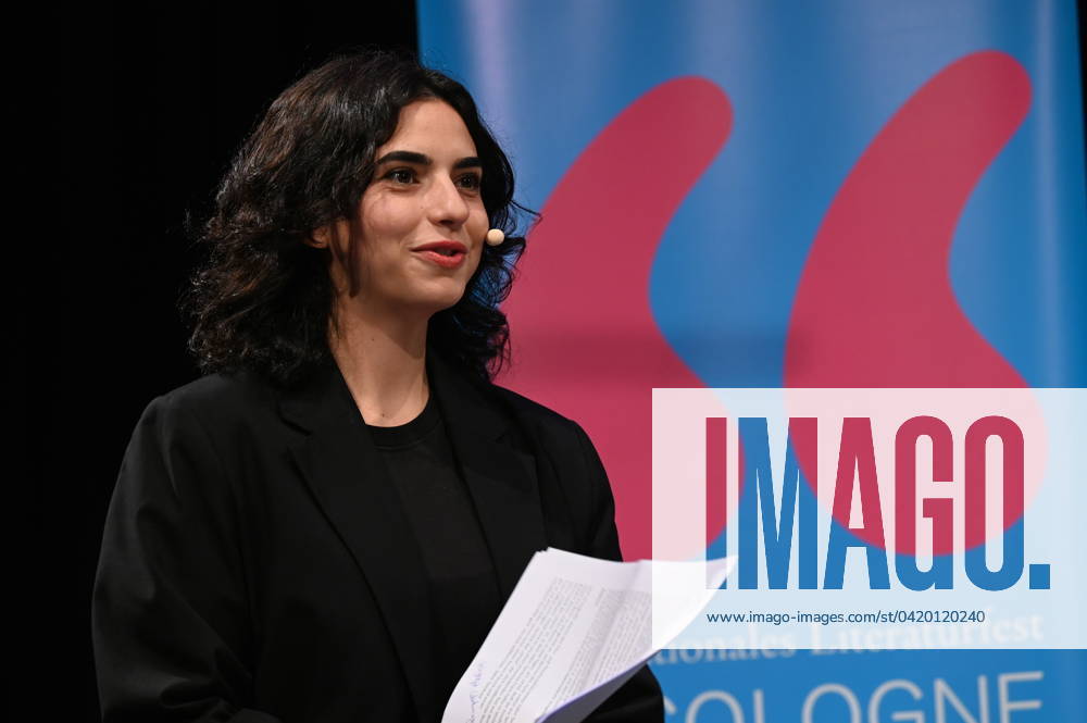 Presenter Miryam Schellbach reads at Lit Cologne, the international