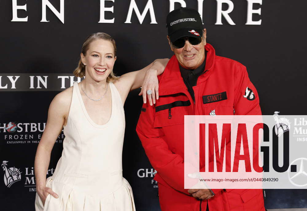 Carrie Coon and Dan Aykroyd arrive on the red carpet at the premiere of ...