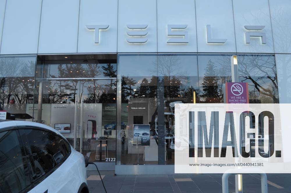 March 15, 2024, New York, United States A Tesla showroom is seen in