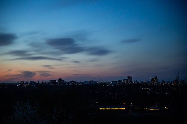 The city panorama of Berlin with the television tower on the evening of ...