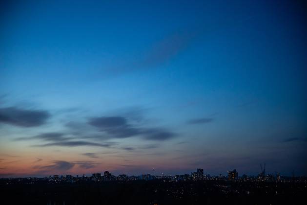 The city panorama of Berlin with the television tower on the evening of ...