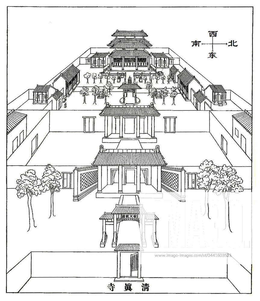 China: The Kaifeng synagogue based on a drawing by the Jesuit Pere Jean ...